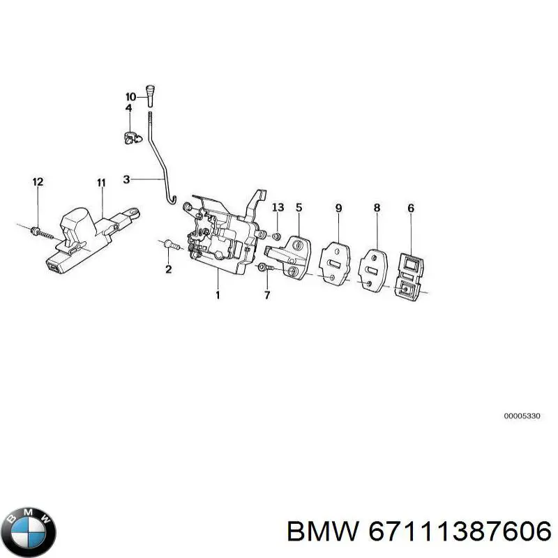 67111387606 BMW мотор-привод открытия/закрытия замка двери передней