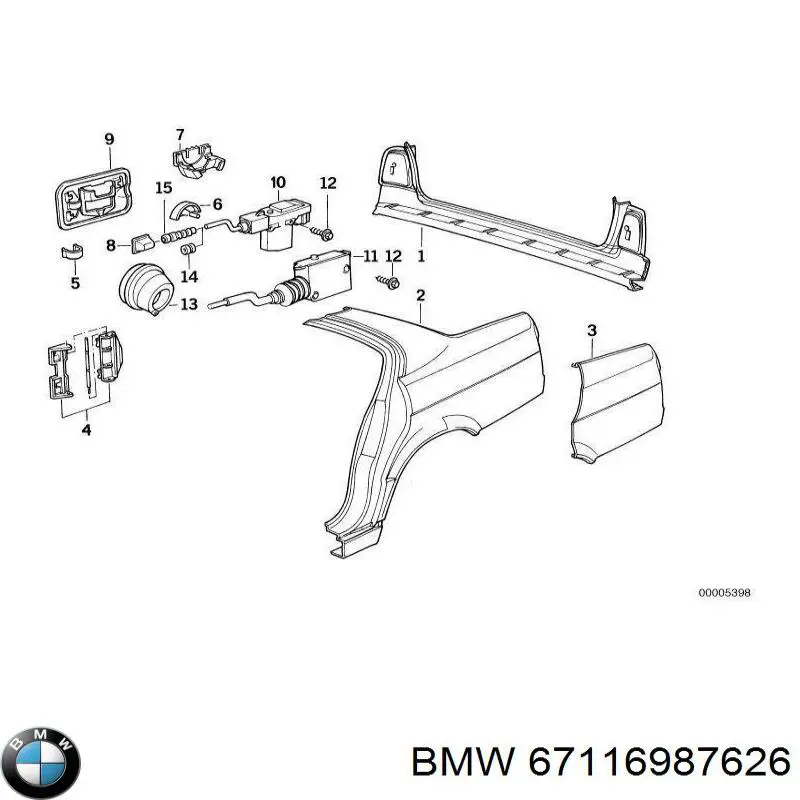 Замок открывания лючка бензобака 67116987626 BMW