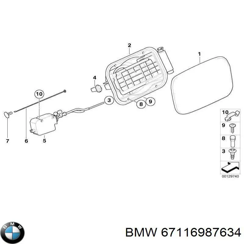 67116987634 BMW fecho de abertura do alcapão do tanque de combustível