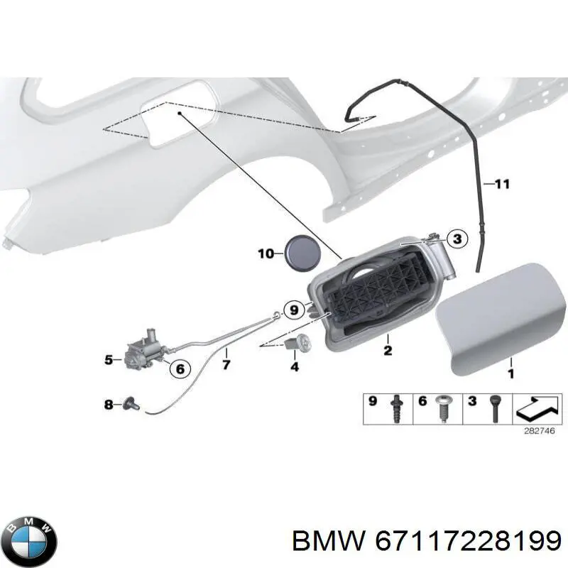 Замок открывания лючка бензобака 67117228199 BMW