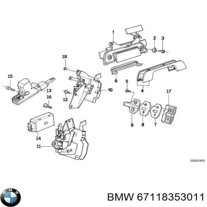67118353011 BMW мотор-привод открытия/закрытия замка двери задней