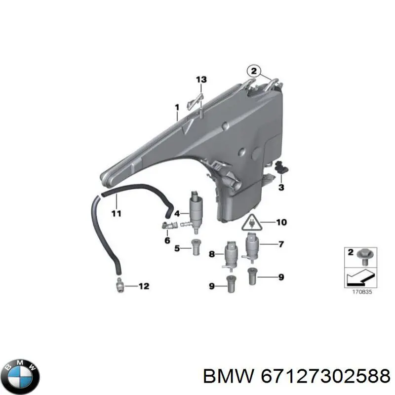 67127302588 BMW Мотор омывателя лобового стекла