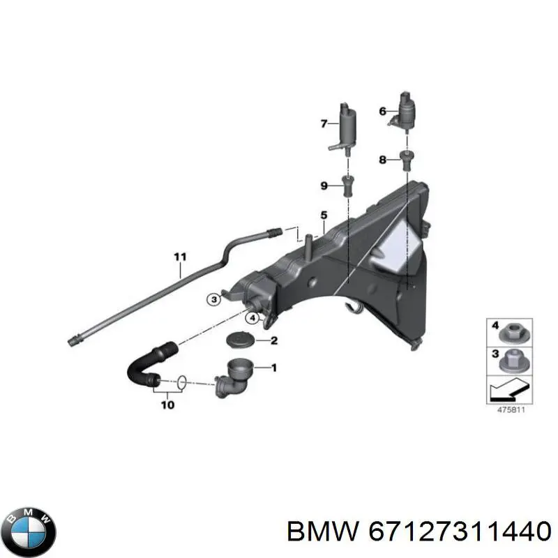Насос-мотор омывателя стекла переднего BMW 67127311440
