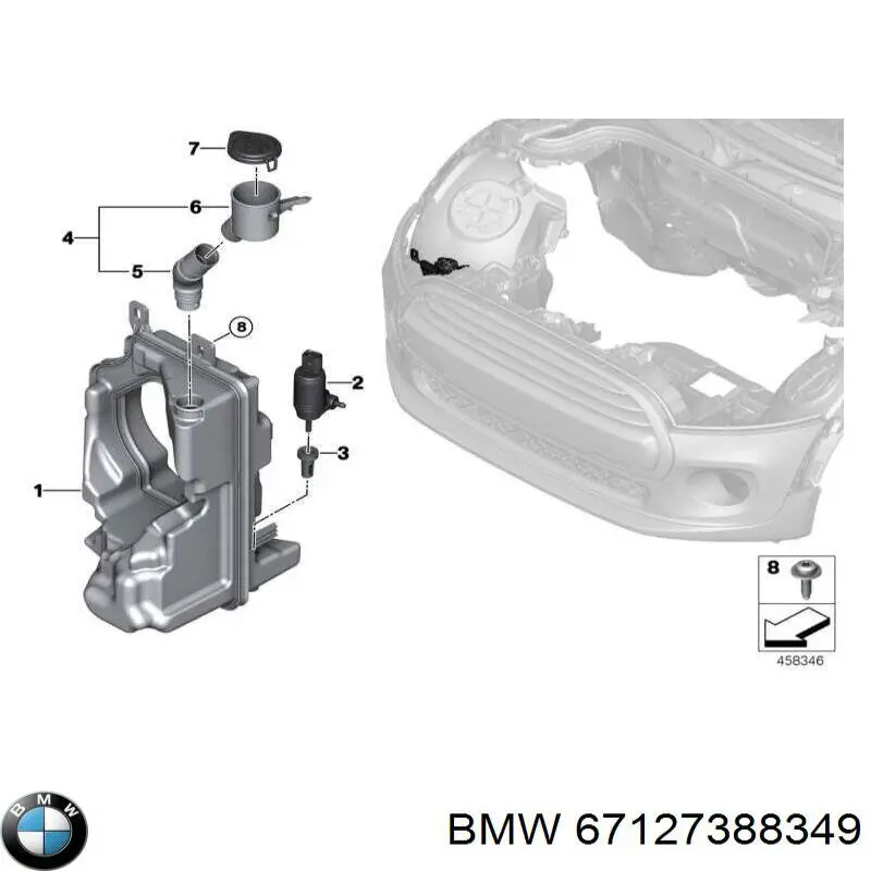 Насос-мотор омывателя стекла переднего/заднего 67127388349 BMW