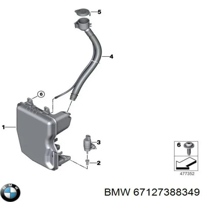 Мотор омывателя стекла передний/задний BMW 67127388349
