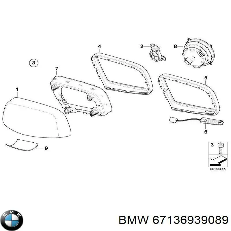 Мотор привода линзы зеркала заднего вида 67136939089 BMW