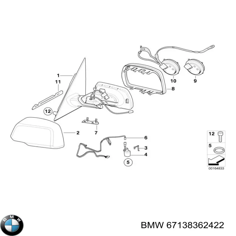 Мотор привода стекла зеркала заднего вида BMW 67138362422