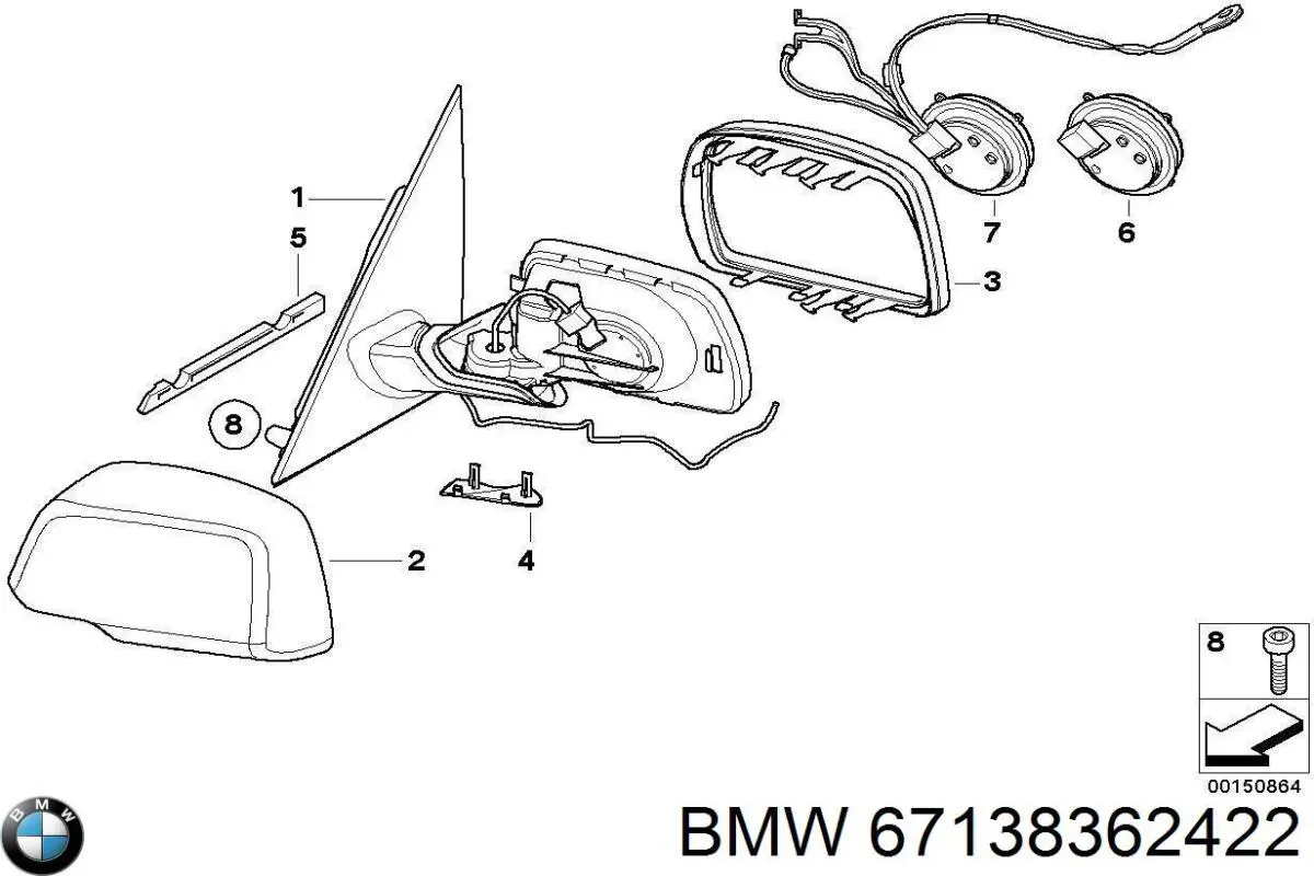 67138362422 BMW Мотор привода линзы зеркала заднего вида