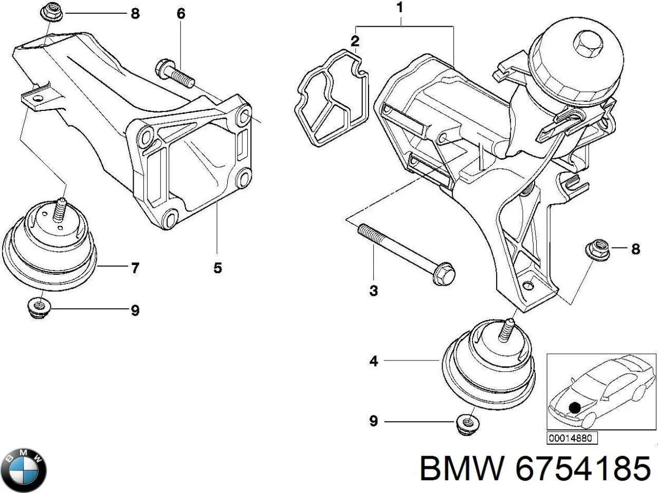 Кронштейн подушки (опоры) двигателя правой BMW 6754185 цена, от 12.61 USD