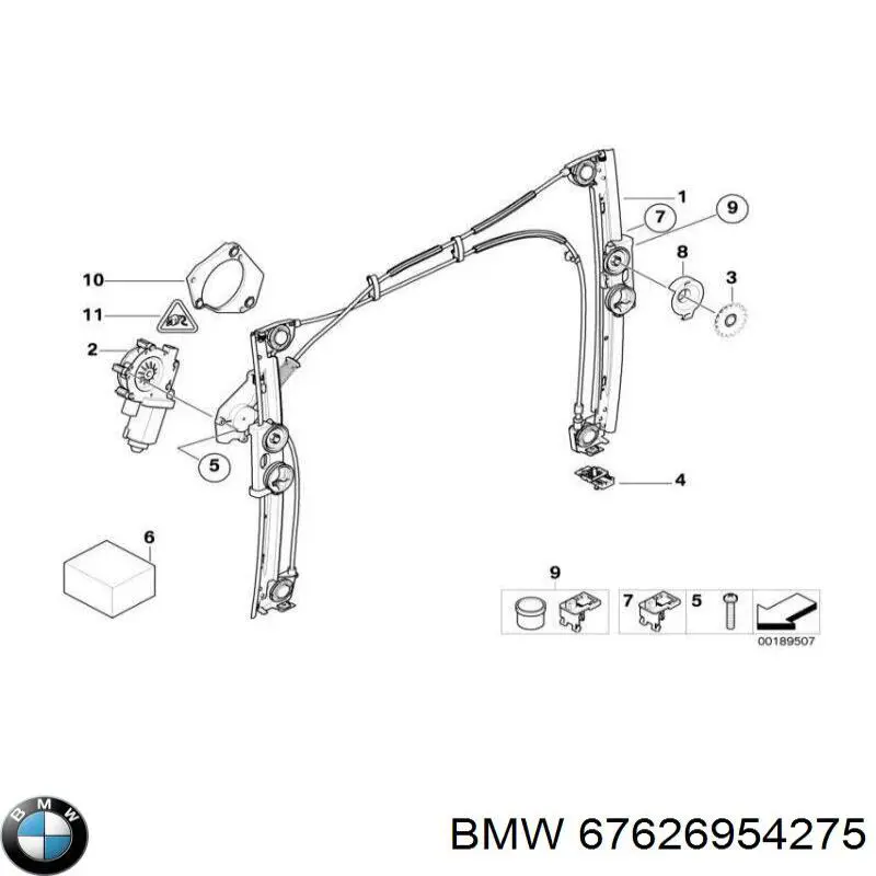 Мотор стеклоподъемника двери передней, левой BMW 67626954275