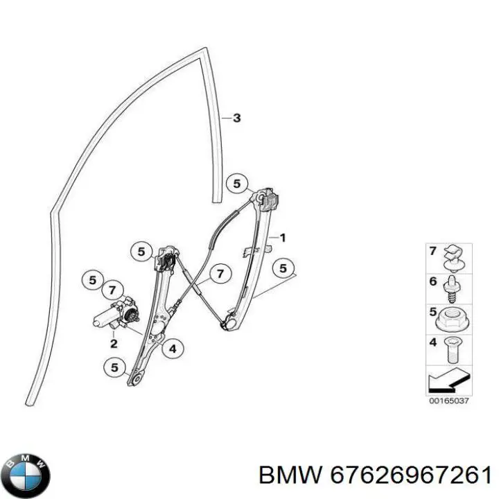 67627267691 BMW мотор стеклоподъемника двери передней левой