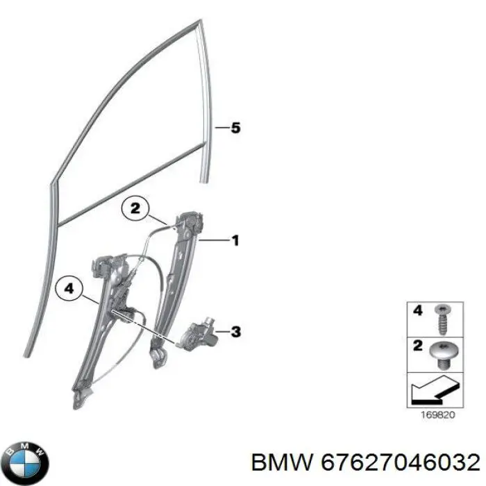 Мотор стеклоподъемника двери передней левой 67627046032 BMW