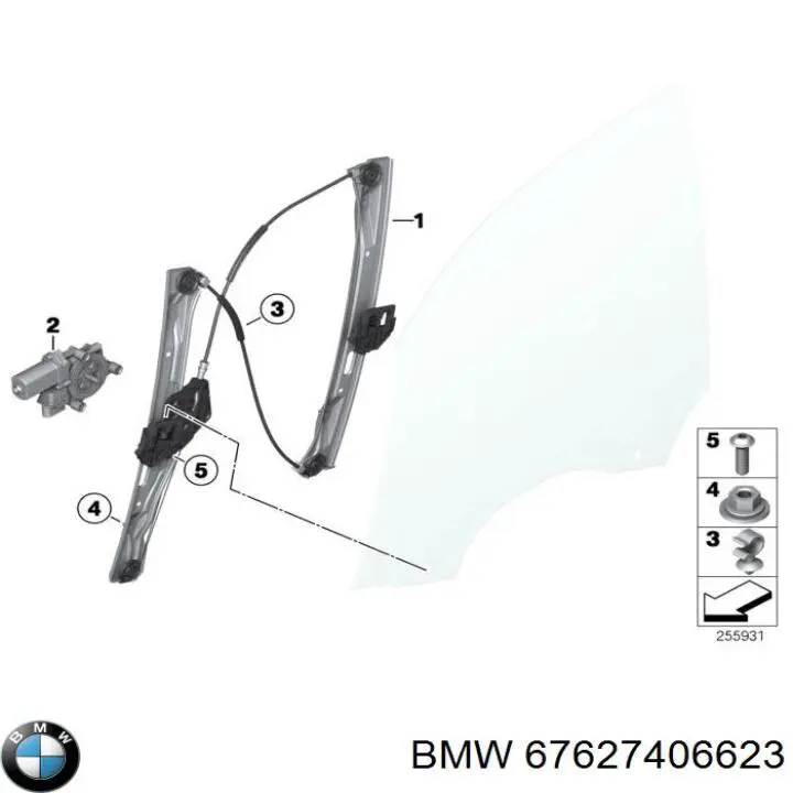 67627406623 BMW mecanismo de acionamento de vidro da porta dianteira esquerda