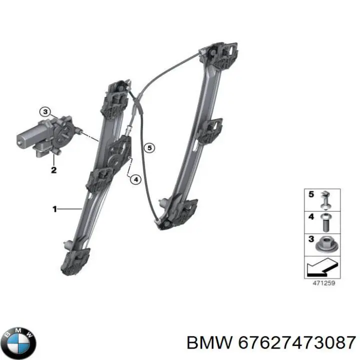67627473087 BMW Мотор стеклоподъемника двери передней, левой