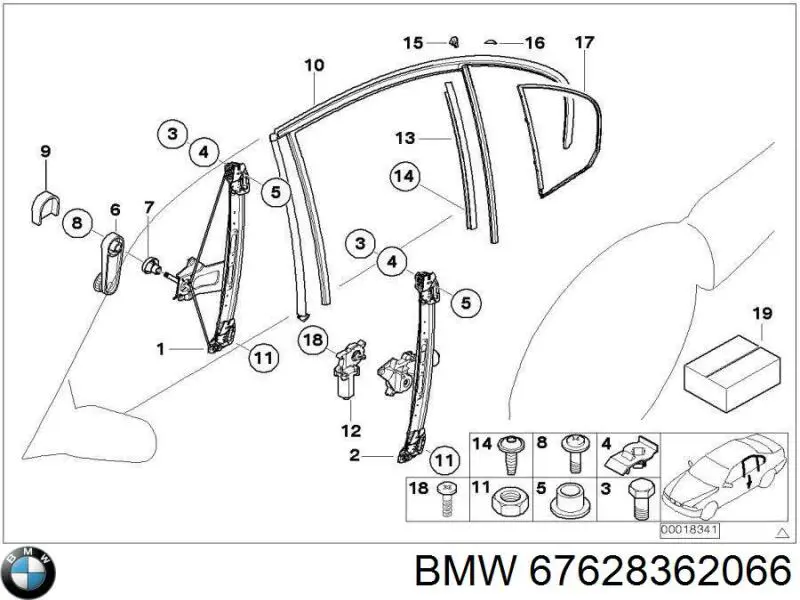 Купить 67628362066 BMW Мотор стеклоподъемника двери задней левой