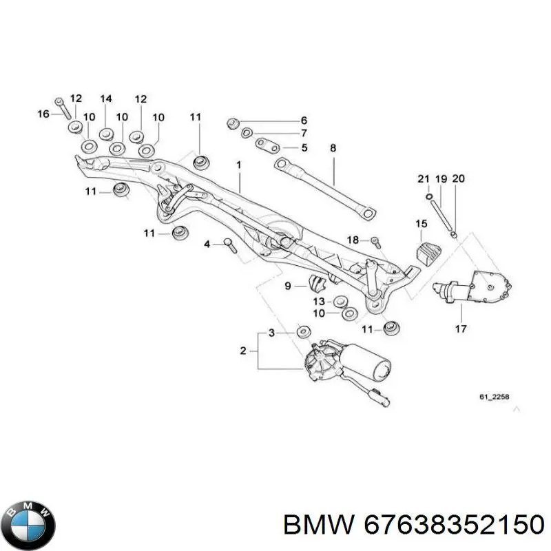 Купить 67638352150 BMW Мотор стеклоочестителя