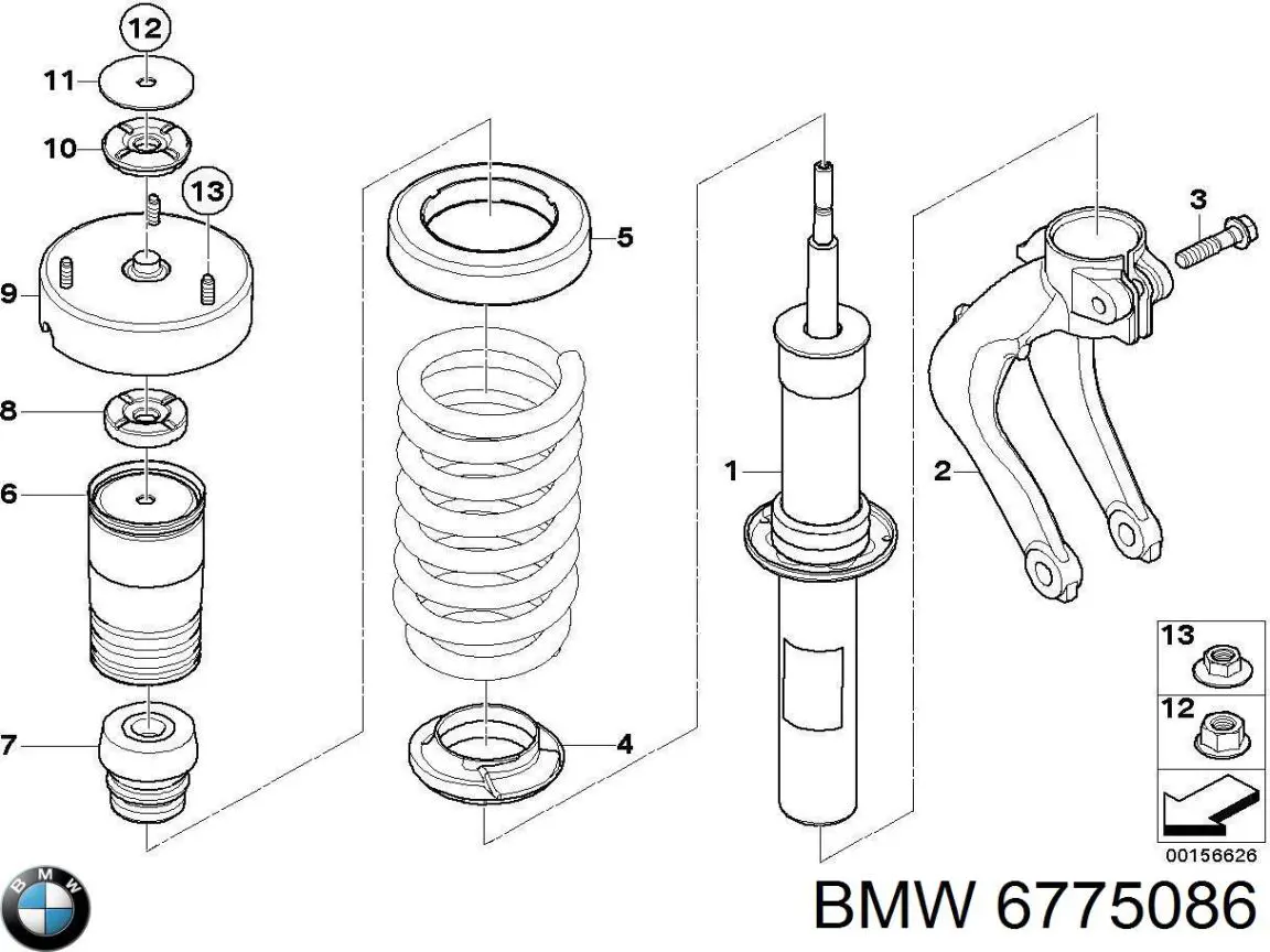 6775086 BMW forquilha inferior direita de amortecedor dianteiro