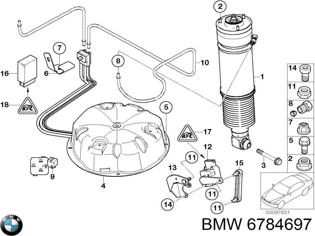 Датчик уровня положения кузова задний BMW 6784697 цена, от 24.74 USD
