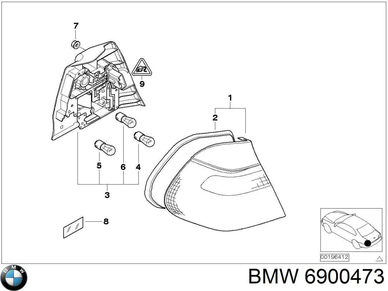 Фонарь задний левый внешний 6900473 BMW