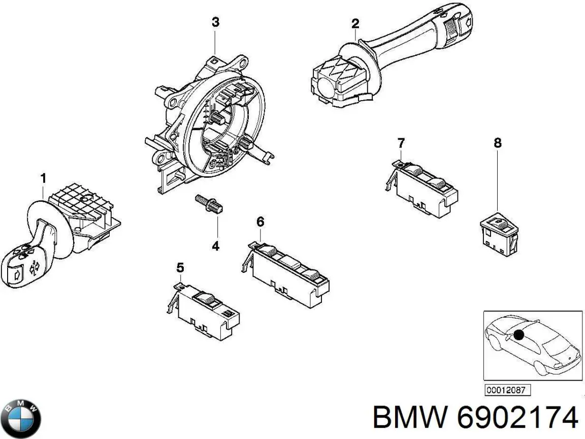 Купить 6902174 BMW Кнопки заднего правого стеклоподъёмника
