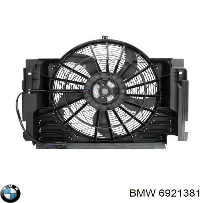 6921381 BMW диффузор радиатора кондиционера, в сборе с крыльчаткой и мотором