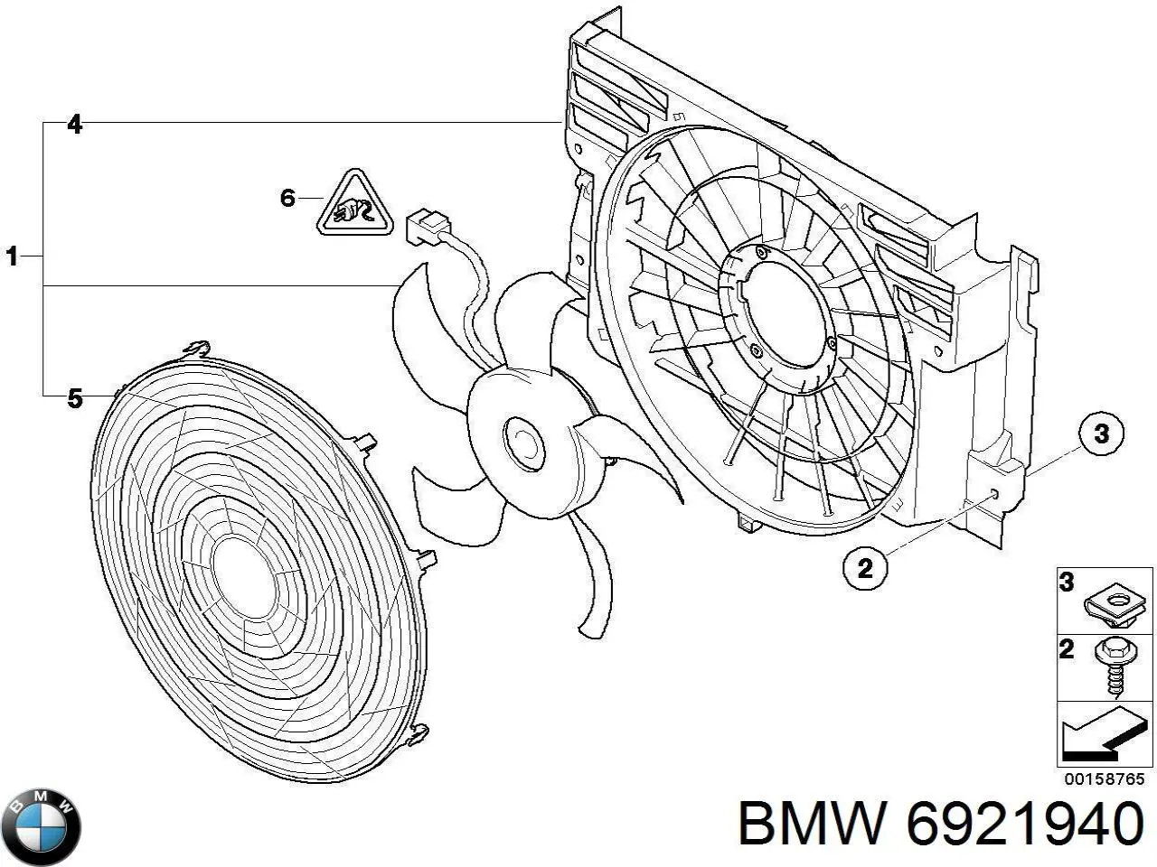 Диффузор радиатора кондиционера, в сборе с крыльчаткой и мотором BMW 6921940 цена, от 184.79 USD