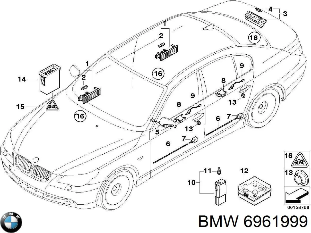 Лампа подсветки в двери 6961999 BMW