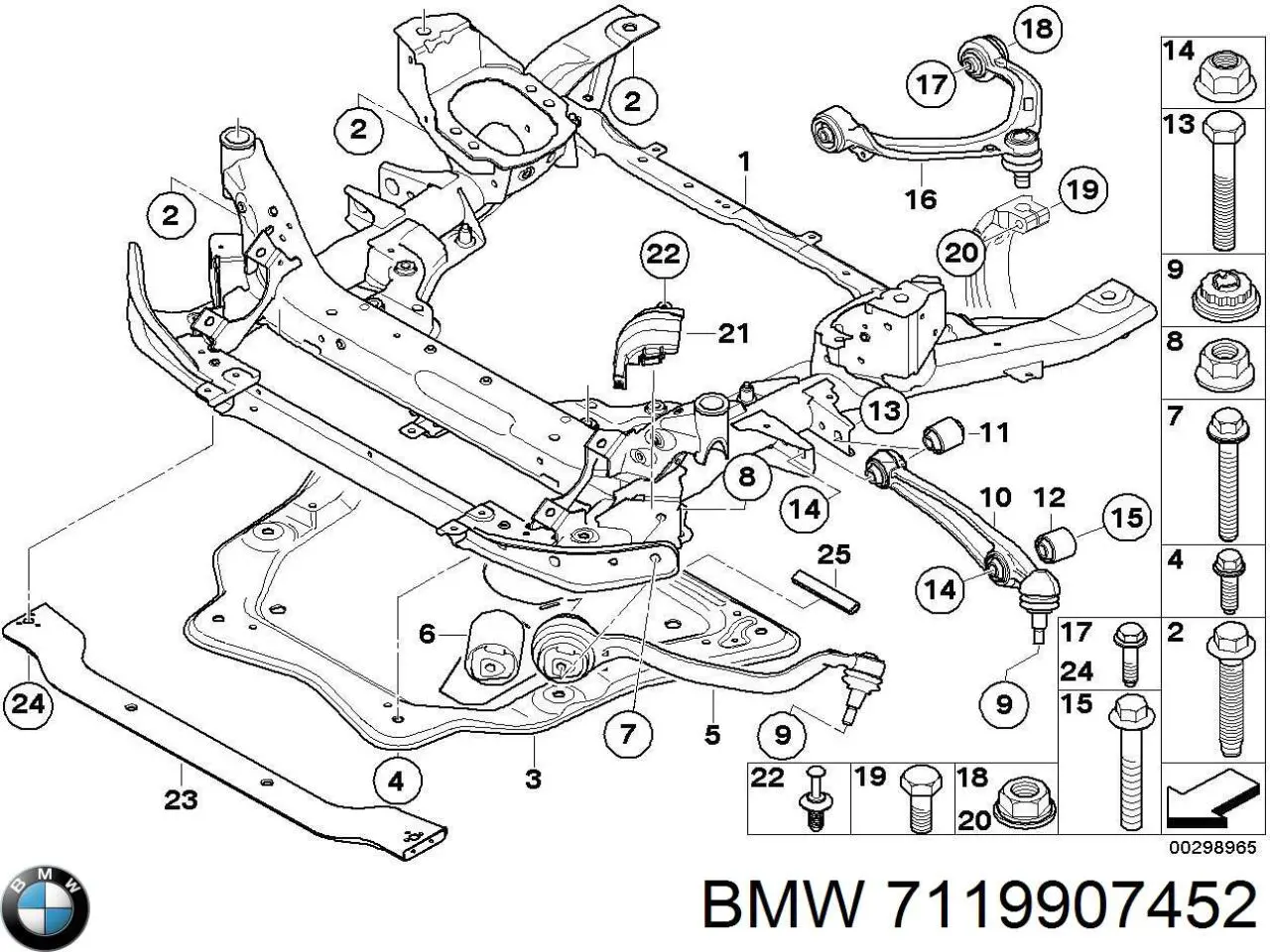 Болт крепления переднего рычага 7119907452 BMW