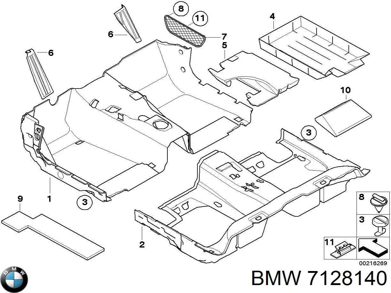 Купить 7149166608 BMW Крепеж ковриков салонных комплект