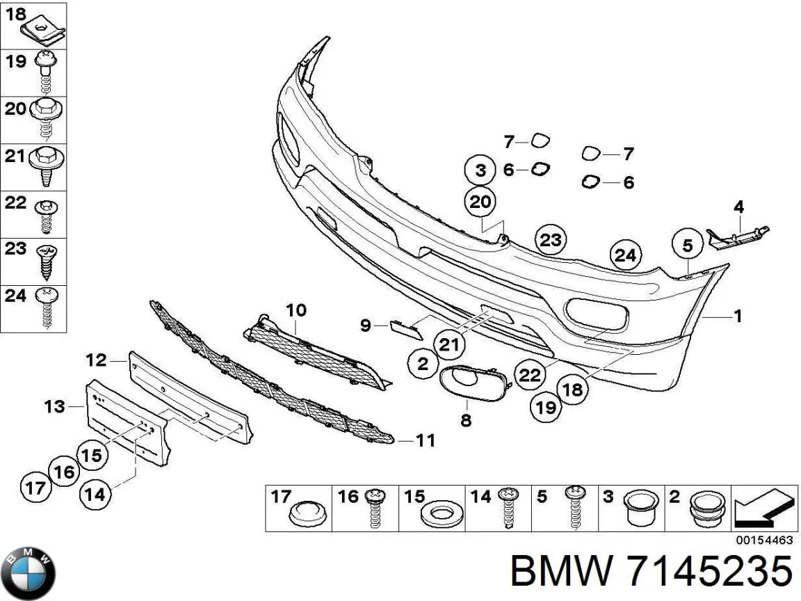 7145235 BMW Накладка бампера заднего, левая