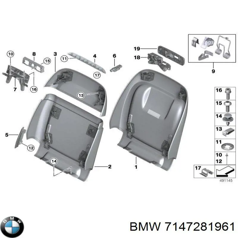 Пистон (клип) крепления решетки радиатора охлаждения BMW 7147281961