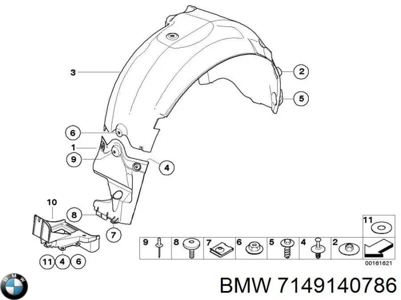 7149140786 BMW cápsula (prendedor de fixação do forro do pára-choque do pára-lama dianteiro)