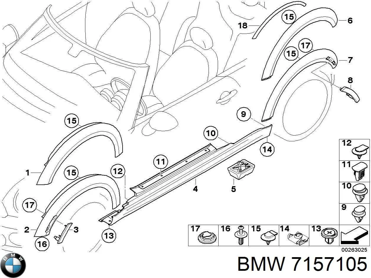 7157105 BMW Расширитель (накладка) арки заднего крыла левый
