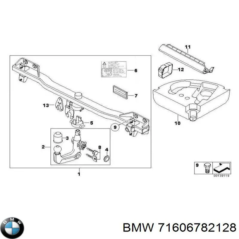 71606782128 BMW gancho de reboque (esfera de dispositivo de reboque)