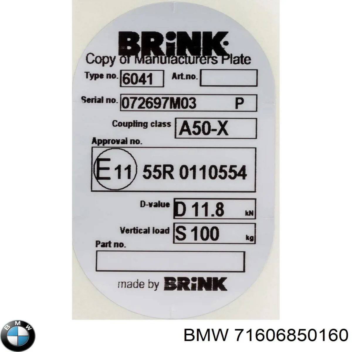 Устройство тягово-сцепное BMW 71606850160 цена, от 539.89 USD