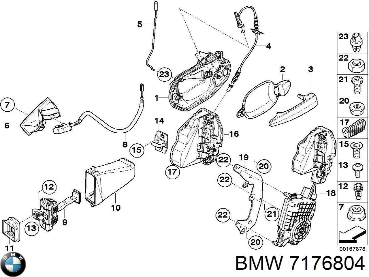 Ограничитель открывания двери, передний BMW 7176804 цена, от 10.12 USD