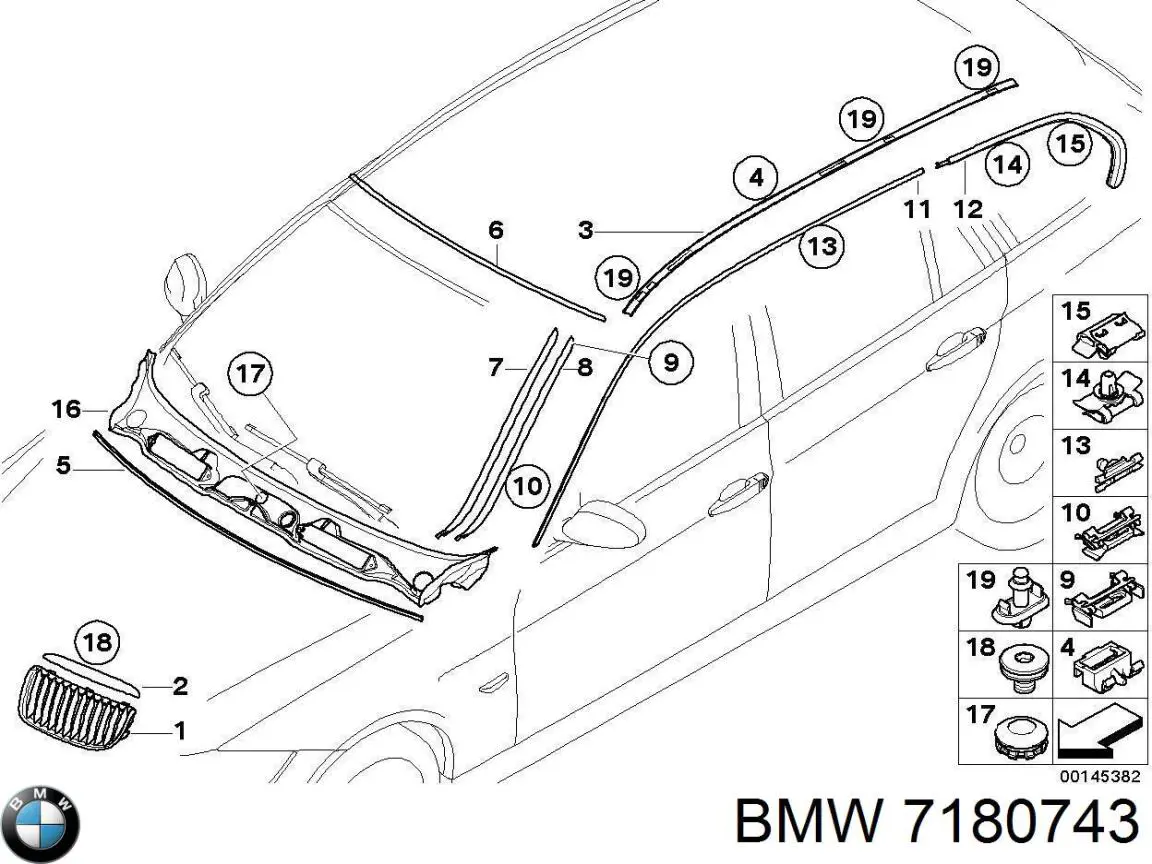 Решетка стеклоочистителей BMW 7061964 цена, от 50.79 USD