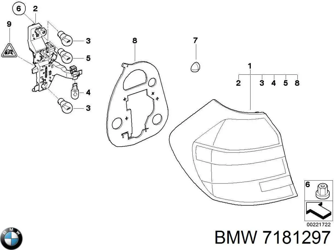 Задняя левая фара BMW 7181297 цена, от 88.11 USD