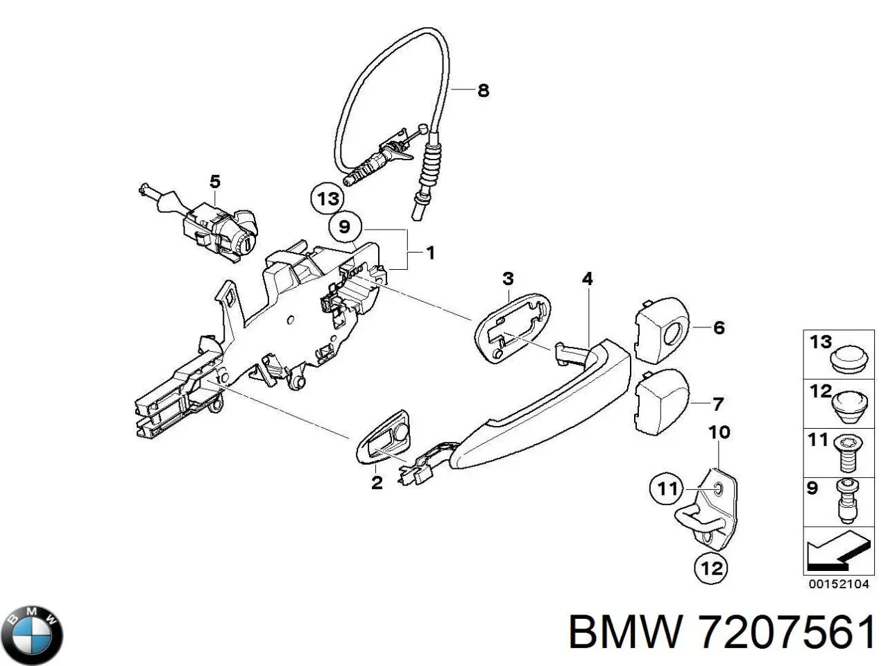 Ручка двери левой наружная передняя/задняя 51217205803 BMW