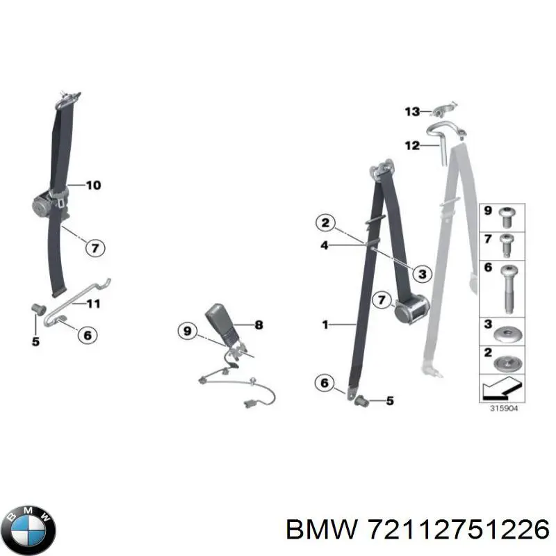 Ремень безопасности передний правый 601028800D BMW