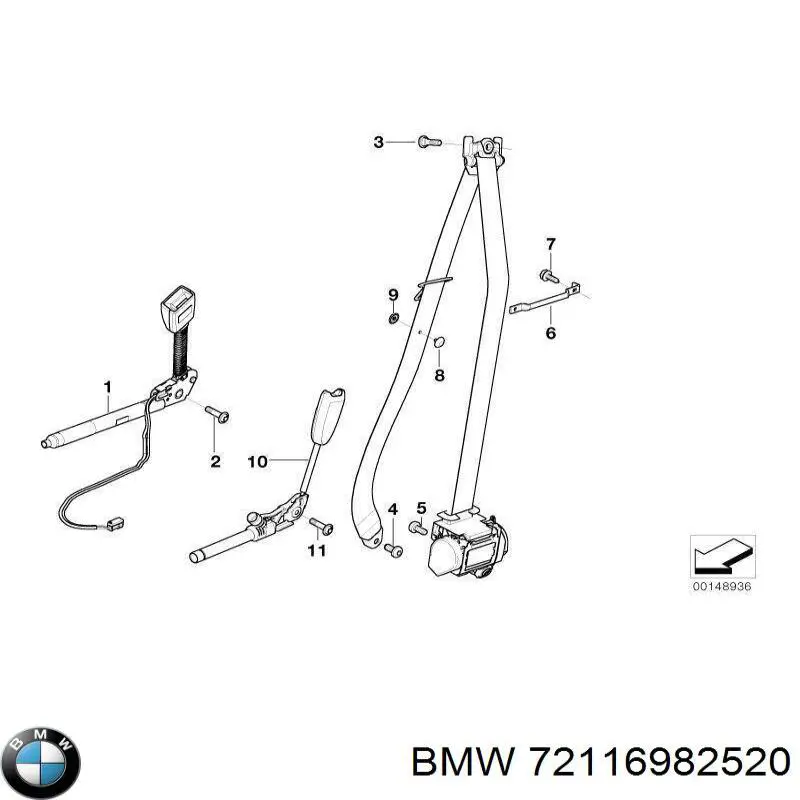 Рычаг фиксации ремня безопасности передний, правый BMW 7065848 цена, от 25.34 USD