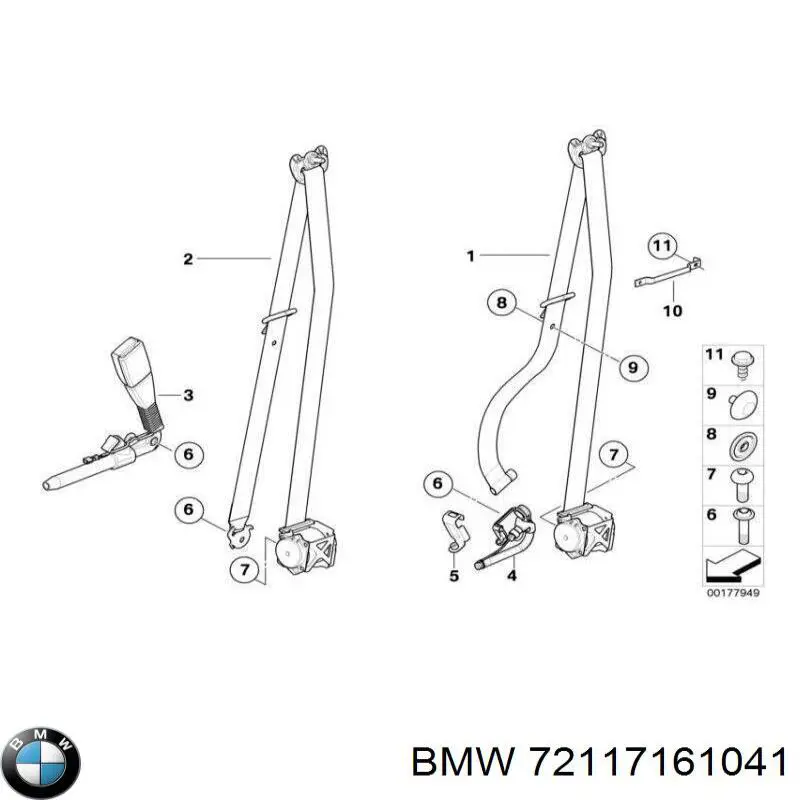 Correia de segurança dianteira esquerda para BMW X6 (E71)