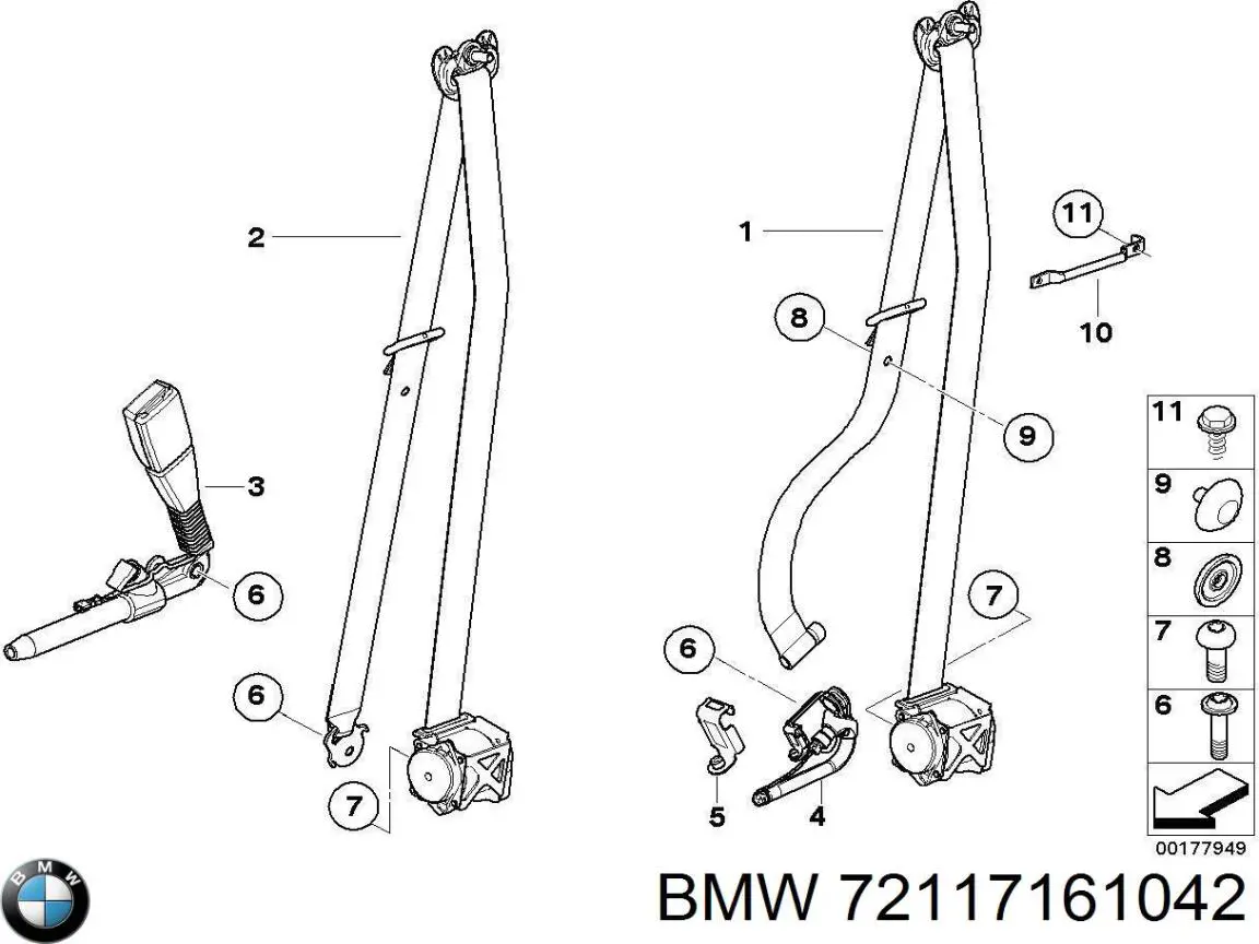 Correia de segurança dianteira direita para BMW X6 (E71)