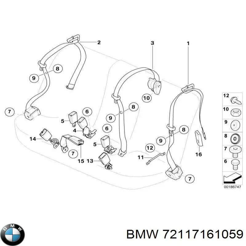 Ремень безопасности задний левый на BMW X5 (E70) купить.