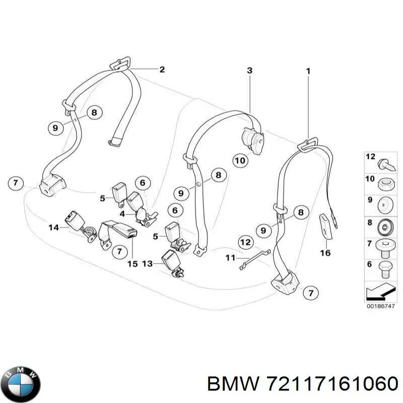 Ремень безопасности задний правый на BMW X5 (E70) купить.
