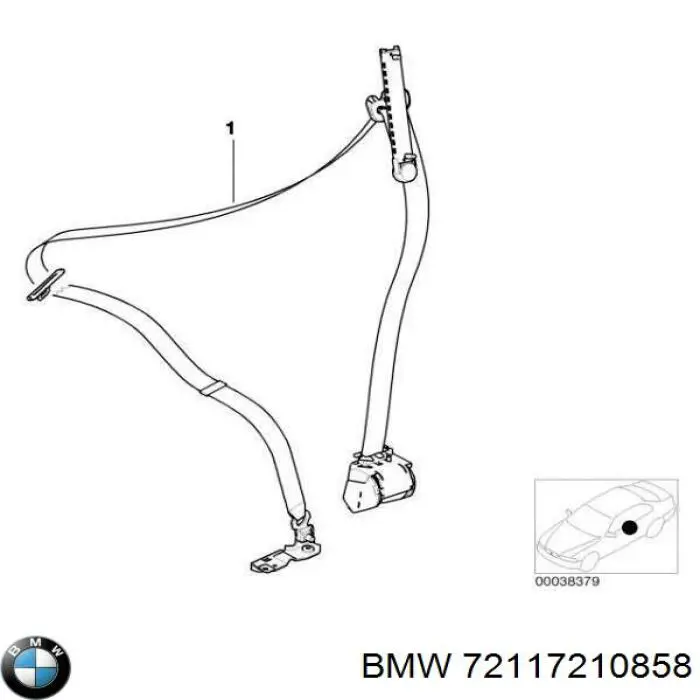 Ремень безопасности передний правый BMW 72117210858 цена, от 31.67 USD