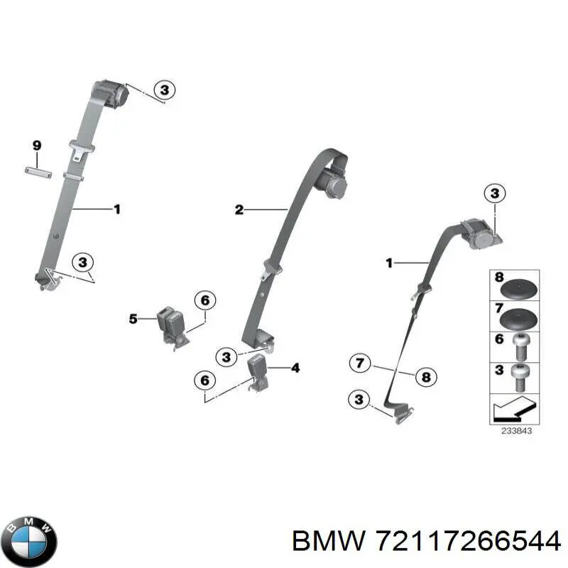 Ремень безопасности задний правый на BMW X3 (F25) купить.