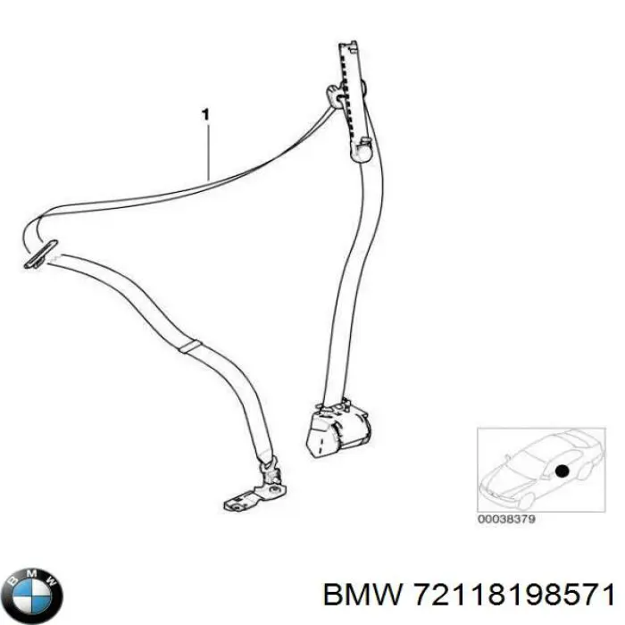 Ремень безопасности передний левый BMW 72118198571 цена, от 22.57 USD