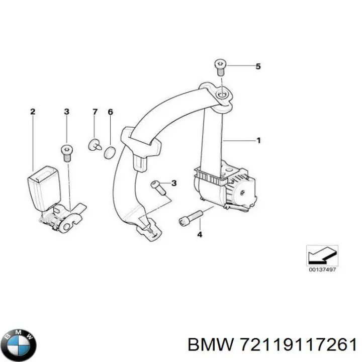 Рычаг фиксации ремня безопасности задний левый BMW 72119117261 цена, от 10.14 USD
