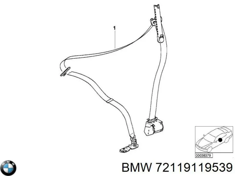 Рычаг (замок) фиксации ремня безопасности передний левый 72119119539 BMW